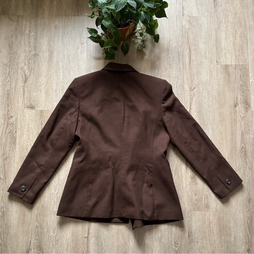 Vintage Women’s 100% Wool Chocolate Brown Double Breasted Blazer - Picture 6 of 10